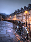 Night Winter Street Scene in Bath  Somerset  England