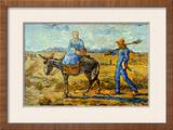 Morning with Farmer and Pitchfork; His Wife Riding a Donkey and Carrying a Basket