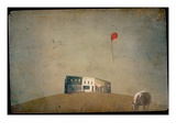 A Sheep a Red Balloon Building