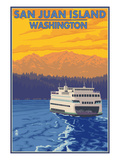 San Juan Island  Washington - Ferry and Mountains
