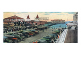 Old Orchard Beach  Maine - Crowds and Parked Cars Near Pier Scene
