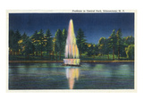Schenectady  New York - Central Park Fountain at Night