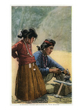 New Mexico - Navajo Silversmith Working with Daughter