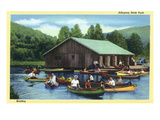 Allegany State Park  New York - View of Tourists Canoeing by the Boat House