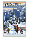 Yosemite Chapel and Snowman - Yosemite National Park  California