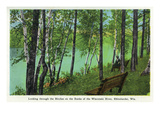 Rhinelander  Wisconsin - Wisconsin River Banks Scene