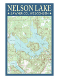 Nelson Lake Chart - Sawyer County  Wisconsin