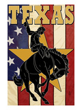 Texas - Cowboy with Bucking Bronco