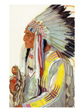 Portrait of Wades-In-The-Water  a Blackfeet Chieftain