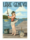 Lake Geneva  Wisconsin - Pinup Girl Fishing