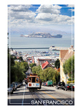 San Francisco  California - Cable Car and Alcatraz Island