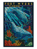 Fort Myers  Florida - Dolphins Paper Mosaic