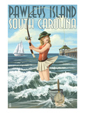 Pawleys Island  South Carolina - Surf Fishing Pinup Girl