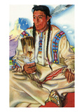 Portrait of Middle Rider  a Blackfeet Brave