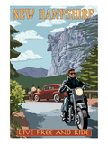 New Hampshire - Motorcycle Scene and Old Man of the Mountain
