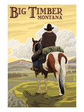 Big Timber  Montana - Cowboy on Bluff