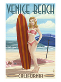 Venice Beach  California - Pinup Surfer Girl