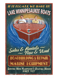 Lake Winnipesaukee  New Hampshire - Vintage Boat Sign