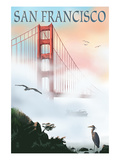 Golden Gate Bridge in Fog - San Francisco  California