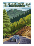Chimney Tops and Road - Great Smoky Mountains National Park  TN