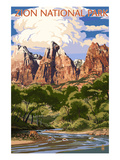 Zion National Park - Virgin River and Peaks