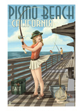 Pismo Beach  California - Fishing Pinup Girl