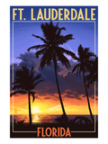 Ft Lauderdale  Florida - Palms and Sunset