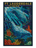Ft Lauderdale  Florida - Dolphin Paper Mosaic