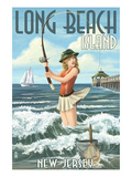 Long Beach Island  New Jersey - Pinup Girl Fishing