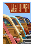 Alki Beach  West Seattle  WA - Woodies Lined Up