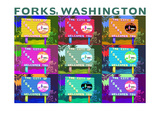 Forks  Washington - Town Welcome Sign Pop Art