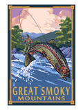 Angler Fly Fishing Scene - Great Smoky Mountains