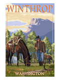 Winthrop  Washington - Cowboy and Horse in Spring