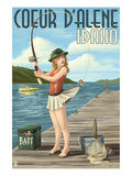 Coeur D'Alene  Idaho - Fishing Pinup Girl