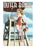 Outer Banks  North Carolina - Lifeguard Pinup Girl