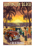 Huntington Beach  California - Woodies and Sunset