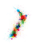 New Zealand Paint Splashes Map