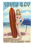 South Bay  California - Pinup Surfer Girl