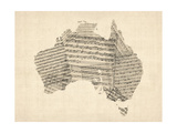 Old Sheet Music Map of Australia Map