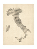 Old Sheet Music Map of Italy Map