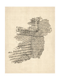 Old Sheet Music Map of Ireland Map