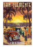 San Clemente  California - Woodies and Sunset