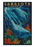 Sarasota  Florida - Dolphin Paper Mosaic