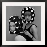 Celia Hammond and Patty Boyd in Edward Mann Dots and Moons Helmets  1965