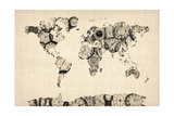 Map of the World Map from Old Clocks