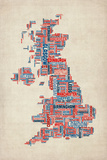 Great Britain UK City Text Map