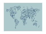 Map of the World Map Floral Swirls