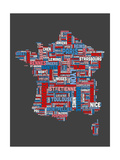 City Text Map of France