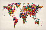 Love Hearts Map of the World Map