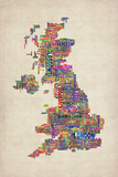 Great Britain UK City Text Map